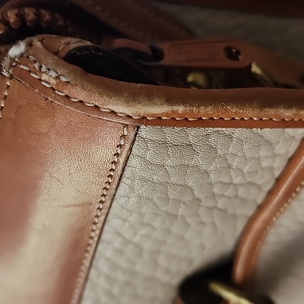 Dooney & Bourke AWL Vintage Pebbled Leather Satchel – Ivory & Tan - Picture 10 of 11